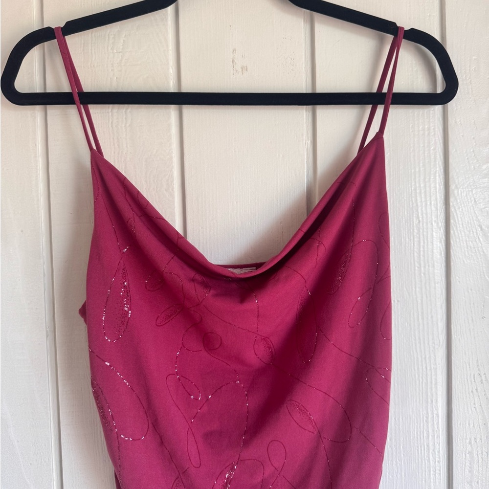 Charlotte Russe 2000s Maroon Sparkly Cowl Neck Blouse - Picture 4 of 5